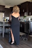 I LOVE this dress! I felt classy and sexy.
As a pear shaped girl, I feel like I'm forever in between sizes. A large probably would have gaped in the back on the sides by my lats (armpits) since I have B cup size boobs. 
The cut outs are so cute and I love that's open back but doesn't dip too low so I could still wear some spanx. - Tayhler M.