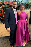 I purchased this dress for an award show, and I'm so glad I did. I loved the classic style, and the weight and material were very sturdy and thick, in a good way.
The color is more magenta than hot pink, but I loved the jewel-tone quality. I normally order a medium, but I decided to go up a size just to have a little bit of room in the waist, and it fit perfectly. So, if you were in between sizes, I would size up. I am a true size 8 with a 36 C cup, and the top was a bit big on me.
I got tons of compliments and this is definitely a must buy! - Jamie O.