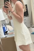 The material is soft, not thin/sheer, not tight/does give nice room to breathe, and comfortable. I ordered a size small and it actually fits pretty perfectly. I was worried it might be too short (I have a bit of a booty), but again this dress fit me nicely. - Sara L.