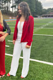 I ordered this jumpsuit as my senior homecoming court outfit and let me tell you it looked amazing in pictures. Now I will say I did have to speak to customer service at first because it had a defect with the sequins overlapping about 8 inches but customer service was great and sent me a new jumpsuit almost immediately. The only negatives I have about this product after wearing it out, is that when you are sitting the boning of the top tends to feel like it digs into you a tad, and the sequins on the legs pick as you walk. Overall though I would definitely recommend this jumpsuit to anyone, as long as they know it has the potential to pick at any other clothes you put on with it. - Megan M.