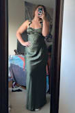 The material is really nice the skirt part underneath is double layered it fits really nice. I'm excited to wear it at the wedding. - Julia A.
