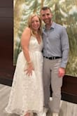 I wore this for my rehearsal dinner and it looked fantastic! Loved the retro vibe and was perfect for our venue at a historic Italian restaurant. The detail was so beautiful. My only complaint was that the fabric around the bust needed to be adjusted at times. If not adjusted it made your boobs look either bigger or different shape. I also found the back tie a bit uncomfortable at times but I am also pretty sensitive to fabrics. Overall great dress! - Kelsey B.
