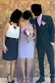I bought this dress for my simple yet sweet courthouse wedding. I added a special touch by adding a tulle over the skirt. I ordered a size small and medium with the intention of returning whichever didn't fit. Glad I did bc the small is super small. So yes, according to other reviews, this dress runs small.  I got it altered to make it shorter, above the knees. As other reviewers had done, I opted to wear the sash over my shoulder and I think it looks way cuter that way. The zipper was extremely difficult to zip up, I was always afraid of busting it. The material is nice and semi-stretchy, adding to comfort. Super happy with this purchase! I would definitely recommend this dress! - Elsa C.