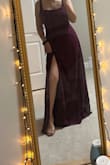 Such a nice simple dress to have, I love the color. Although, I found I needed spandex underneath to smooth out the dress's appearance. Pretty long, def needs a hem if you're around my height. - Madison D.