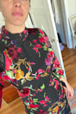 Beautiful material and print. The length was long to the floor for 5'4 even in heels. The neck and the waist were loose on me, although I have broad shoulders and an athletic back, so needed the M. A size S would have a sexier snug fit like the model pictured. I would recommend it if you are 5'5 and up. - Lauren R.