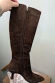 I love the look of these and they fit my calves great, but the actual shoe runs a half size small. I can just barely wear them without a sock, but they aren't comfortable. The low heel makes them easy to walk in and I think a half size up would be perfect. For reference, I'm a 9 in basically all shoes and specifically every pair of Dolce Vita I own, but I would need a 9.5 in these to make them work. - Sarah B.
