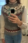I sometimes wear a small and sometimes a medium. I got a medium and it fits perfectly. It is so soft and not sheer. I am in love with it except for the fact that it is cropped. It has long sleeves and a turtle neck, so I will wear it when it is cold out, but yet it is cropped like a summer shirt. It is adorable with a vest I also got from Lulus. - Courtney E.