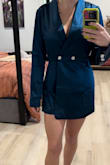 I wish it fit slightly snugger in the waist area (but I like my clothes more snug) other than that the top and bottom parts fit well! It does have a very deep V but I was still able to wear it with a bra! Might just put a little pin in the bottom of the V so I'm not peekabooing people all night lol. A very elegant and regal look. I was worried about the satin material, but my little boy actually sprayed me with freakin Windex when I wasn't paying attention while putting it on and it dried without leaving a mark! (I obviously plan on having to wash it before I wear it now anyway, dang it! Haha) but a great option, fit true to size but maybe slightly larger in the waist area, still don't know that I would size down if I bought it again though - Rayslyn G.