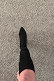 I was looking for tall, tight fitting sock boots that don't slide down. My calf measures a little under 12 inches so most tall boots are way too wide even with the narrow options. I thought these would be amazing!! Not so much. I normally wear a size 8, and these boots run about a 1/2 to 1 size larger than normal boots. There is way too much material that it just gathers and wrinkles as you take a few steps. It will not stay up. I will be returning these. Unfortunately, there were no reviews when I purchased these boots and I will be returning them. - Jamie K.