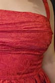 Fits large?! Try fits huge! It is so ridiculously poufy I could have made a blanket out of it. Way too much fabric, it made me look so heavy. The color is not the beautiful red in the photo, and the pleats are all messy. Save yourself, don't risk it, and DO NOT buy this dress. Not happy with the return policy (none), and your sizing is a mess... bought another medium dress and it was way too tight. - Katharine M.