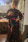 This dress was classy and unique. The bank is WIDE open so either be prepared to have your back out or buy something to wear underneath. The buttons at the neck had already popped off when I pulled it out of the package, but the dress is so pretty it was worth replacing them/pinning it. - Joy B.