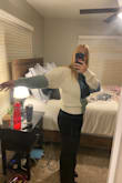 I love the different styles/textures in one sweater. The flop here is that the widest pet of the sleeve starts at the shoulder. So it gives an inverted triangle look and is completely unflattering to my body type. It was the most softest, warmest sweater so I wish the sleeve would've worked out! - Madysen W.