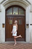 This dress was so comfortable to sit through a long ceremony. Easy to wear and looks so cute and classy - Michel P.