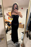 Dramatic Stunner Navy Velvet Bow Strapless Maxi Dress