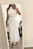 I loved this dress. As a curvy shortie, it was perfect for my civil ceremony. A little see thru on the bottom so make sure to have seamless undergarments ( I used leggings) - Asha B.