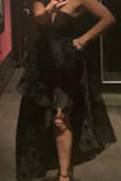 This dress is beautiful. 
Im 5.1  was too long for my high if you are 34B you have to Odder Small other than that, the dress is so beautiful. I have so many compliments. - Angelina S.