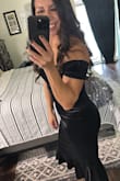 Gorgeous black off-the-shoulder dress. It was simple but stunning. Easy to move in, and the top stayed up with no issues. I received so many compliments. - Jen R.