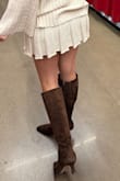 The moment I saw these on instagram I knew I had to have them and I'm so happy I invested in them! I had been wanting them for so long! The material is soft, the fit is perfect and it runs true to size! I'm 5'6 142 lbs and wear a size 8 1/2 for reference! I get so many compliments every time I wear these! They're a must-have for fall/winter & look best paired with neutral colors! - Jewlea T.