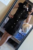 It's so cute and not a mini for a short girl. I thought the jewels were buttons but they aren't. Zipper sticks a little. Really flatters the body. The only thing it needs is pockets. The fabric isn't annoying like you might think and the cuff sleeves aren't tight. I don't have anywhere to wear it yet but I had to have it - Angela R.