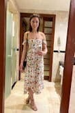 I bought this in 2022 and have worn it sooo many times for so many eventsStampede, BBQs, and on vacation. I love it and havent gotten sick of choosing it. My only comment is that I have larger arms and found they are a bit snug when my weight is up a bit (over 135). Im fairly flat-chested and the top is perfect; it has a silicone liner on the top so it stays up. Its not fitted at the hips, so very comfortable. I added two photos: the one with the hat I weigh about 125, while the other Im about 10 lbs heavier at 135.

I always feel comfortable wearing this dress, and its one that always gets compliments. I hope this was helpful! - Monica W.