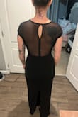 I love this dress, it fit like a glove! The neckline was perfect, and I love the mesh detail that made the dress really sexy without leaving me feeling over exposed for an evening wedding I attended. The fabric material is great quality and provided adequate coverage, so under garments weren't necessary. Purchased on sale and got it at a steal! - Danielle R.