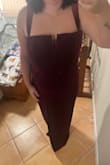 Love the color and velvet texture super flattering and true to size. I think I ordered an XXL and I weigh 190/195 pounds and I'm 5'6. Perfect length. - Bailey A.