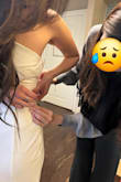 Dress is beautiful and fits wonderfully with lots of stretch and a bit loose on me. However the zipper broke on my first wear. I removed the tags and donned it for my wedding rehearsal night, my girls and I spent 20min trying to get the zipper over the thicker stitching in the middle. We finally got it past the bump and the bottom of the zipper split and wouldn't budge any further. To be clear, the dress was loose on me, so it wasn't an issue of the fit, truly the poor quality of the make. There was no fabric caught in the zipper, there must have been a broken prong. I ended up sewing myself into the dress, 45min late to my rehearsal (I ended up having to reschedule with the venue) and cutting myself out at the end of the night. Extremely disappointed. - Samantha Y.