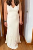 This dress for me is the one! The back is really low, but I plan to make a bow out if the fabric that needs to get hemmed off to cover my bra strap. So excited to wear this for my wedding! - Krystyna K.