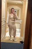 This set is so cute! I sized up based on reviews (I'm normally between medium and large depending on the item) and it was perfect! I wore it to my company holiday party and received so many compliments. If you are busty you might have trouble with the bandeau but it worked well for me. - Lindsey S.