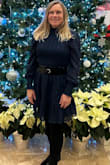 Perfect dress for "Christmas Wedding!" Very comfortable, wore black tights because it was a very cold day. The puffy sleeves and high collar gave it a classy look. - Carol C.