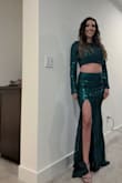 This set is absolutely stunning! I bought it to wear to my husbands work Christmas party. I received a compliment on my outfit from everyone I encountered that night&. and was told it was giving mermaid vibes. I ordered a medium and it fit perfectly. The material was nice, and the green sequins that covered it sparked in the light. This set is definitely worth it, and I can't wait to wear it again! - Danielle