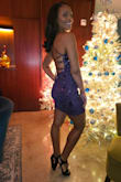 Small size. Some stretch. Great dress for the night. - Melinda E.