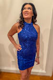 I went with a non-traditional color for NYE and found this dress and let me tell you, it was stunning!! I did have to get it altered around the neck, as it was a little too long and then pinched it around the chest, since I had some gaps that would show parts of my bra. Other than that it was absolutely gorgeous! - Crystal P.