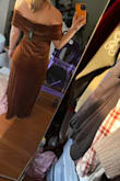 The dress is nice quality and fits the way it should, but since it's velvet, the fabric is very smooth and slippery on the inside. Meaning it kind of slides down off your chest. I have a small chest, I think it would've looked better with a B cup size. C or D cup size would be too large bc that large rectangle of fabric that goes across your chest actually needs to cover your chest. I think my shoulders a bit wide for this style, and I'm too short lol. it's not super flattering lol. Also, the arms are tight like they look nice, but you can't move your arms up bc then the whole outside top of the dress slips above your chest. For me to wear this all day as a bridesmaid, I think it would just be too annoying. Nice quality though - Jenna V.
