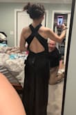 This dress is stunning! The collar is a little wonky and might take some adjusting, and you have to do slight acrobatics to get into the dress haha, but once it's settled correctly, it's really beautiful. The material feels high-end, and very flattering in the tummy area. Skims and smooths over the body. Can definitely go without a bra and feel comfortable and confident it won't slip. The back is perfectly done. Highly recommend! True to size. I'm 5'1 and I can get away with wearing 2-3in heels and not hemming bottom. Posting some low-quality pics for reference lol :P - Kassi D.