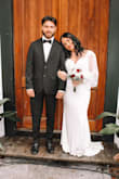 I bought this dress for my elopement photos and it worked perfectly! I ordered a size up due to the reviews saying it ran large. It does not have any stretch but the shoulder area of the dress is the only thing I thought ran large, my mother was able to take it up easily though. The quality is wonderful for the price, very thick material, not see through. - Shelbie W.