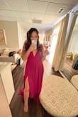 The dress was beautiful! I had ordered a medium first and had to exchange for a small. But it fit just right. It was super comfortable and allows you to move without any restrictions. I'm between an A and a B cup for busy size, so that was the only thing that I needed to fill out more. - Grace M.