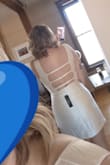 I ordered this dress in two sizes as an option for my civil ceremony. I found the shape flattering the quality was as expected. My biggest issues were that the fabric is a bit see through and the vast difference between sizes. I ordered a L that was just a little too snug for comfort and I was drowning in the XL. Pictured is the L. - Danielle E.