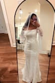 I was looking for a vintage/elegant style dress and this may just be the one! I should've ordered a small, but the medium is still great. I'm currently getting it altered to tighten the waist & behind the knee area for more of a mermaid look. The lace detail is beautiful and art deco! The dress seams under the lace appear to be inside out as in the seam is showing what typically would be on the inside of the dress so I'm having that altered. I truly love this dress and can't wait to wear it once it fits - Alisha F.