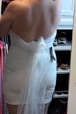This dress is comfortable and cute but doesn't work for me. I ordered a large but it was too large too and I'm a 36D - Dina S.