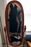 This dress is an absolute dream.  A little long, but with a cute pair of heels it was the perfect length. The thigh slits are quite high but add that extra vavoom for a subtly sexy dress. Added some fashion tape to help not flash everyone as the top was a little loose on me if I bent over. - Hannah L.