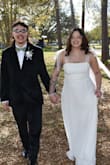 The dress came super fast it took about two days! And it was beautiful not see through at all !! thick and it was a hit at my wedding everyone loved it. If you're going for something simple I recommend this dress. I will add I'm only 5'4 so I did get it tailored and wore 2 inch heels. - Janais R.