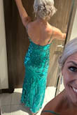 This dress is absolutely stunning!!! It hugs in all the right places, the color is absolutely beautiful, and it's comfortable! I received so many compliments on this dress. 

I do wish it was a tad longer, but with dancing the night away I suppose it was a good thing not to be stepping on it all night. - Jamie R.