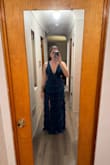 This dress is stunning. I ordered a Medium and a Large with the intention of returning the size that did not fit. I was expecting to fit the large, but after reading some reviews, I figured I'd try the medium. While the large does fit just fine and there is no tightness to it, but there is not as much "snatch" to it as the medium. I was pleasantly surprised being a 34DDD and this top holding it all in. It comes with pads. No bra necessary. I may use tape but I think I'd be fine to go without. Beware it does collect hair being a softer satin material. First photo is the large. Second is the medium - Machenze L.