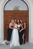 I purchased this dress for my best friend's wedding. It was a very small intimate wedding and reception so it was perfect for the occasion. I love it because I can wear it again to another wedding or event as a guest! I am between a 4 and 6. I purchased the small because its strapless and flowy on the bottom and it was perfect. I'm a little over 5'9, and without heels, it covers my feet. The drop waist is so flattering and cute and the dress itself is very comfortable. The change to a pleated bottom is a subtle change and doesn't look drastic in pictures. Also, the strings to hang up the dress kept coming out, so if you don't already, I would just cut them out. - Reilly J.