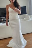 I love this dress. I have a similar formal dress like this in orange from lulus that I love. It's very fitted but very comfortable. I went with a more dramatic wedding dress from lulus, but if I was boujee and a baller like that, I would keep this dress and wear it to the reception. Definitely recommend. - RISS R.