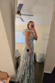 The print and fabric are beautiful. I just didn't like the ruffle sleeves on me. Tight in the waist too. - Allison B.