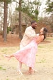 I wore this for our engagement pictures! It is beautiful. Very comfortable (pockets too!) and very flattering. Adjustable straps and amazing fabric! - Alex J.