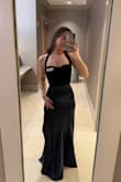 First off, this dress is stunning. I love the mixed materials. I got compliments all night at my work Gala. But the design has flaws, and like other reviews said, the straps are way too long and become awkward. The zipper also sucks. I ended up fully zipping it, and finagling the dress on over my head. The seam that runs down the back also gets very off-centered as you're walking around and you constantly have to adjust it. I feel like Lulus dresses are always SO close to being so good. 

I'm usually a pretty true Medium in dresses, but took a small and it fit like a glove. A medium would not have worked out for the top part. Overall I'd recommend, just know the design may not lay right. - Emily P.