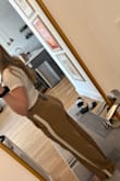 I bought another pair of tan trouser pants from Lulus and LOVE them so wanted to give these a try. They're pretty perfect except for the fact that they are sooo much longer than the other pants even though I ordered the same size. I will definitely have to get them hemmed which is annoying. Also not necessarily a positive or negative but they are VERY high waisted. They are also very stretchy in the waist. - Mara L.